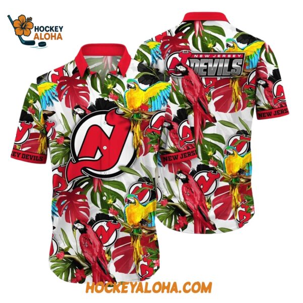 New Jersey Devils Tropical Parrot Pattern Summer Hawaiian Shirt 1