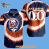 New York Islanders Grateful Dead Tie dye Hawaiian Button Shirt 2