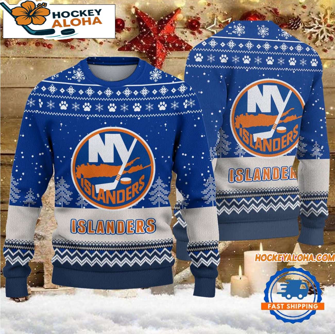 New York Islanders Hockey Team Design New Christmas Ugly Sweater New York Islanders Hockey Team Design New Christmas Ugly Sweater