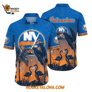 New York Islanders Tropical Flamingo Pattern Summer Hawaiian Shirt 1
