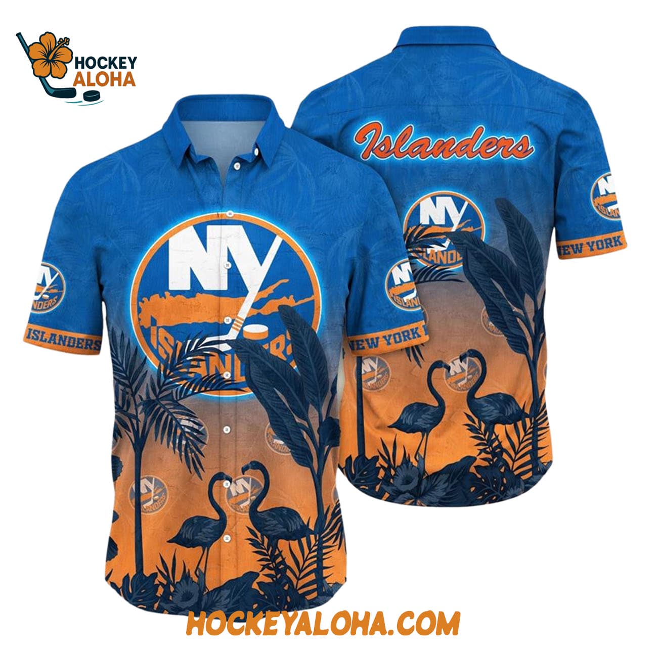 New York Islanders Tropical Flamingo Pattern Summer Hawaiian Shirt New York Islanders Tropical Flamingo Pattern Summer Hawaiian Shirt