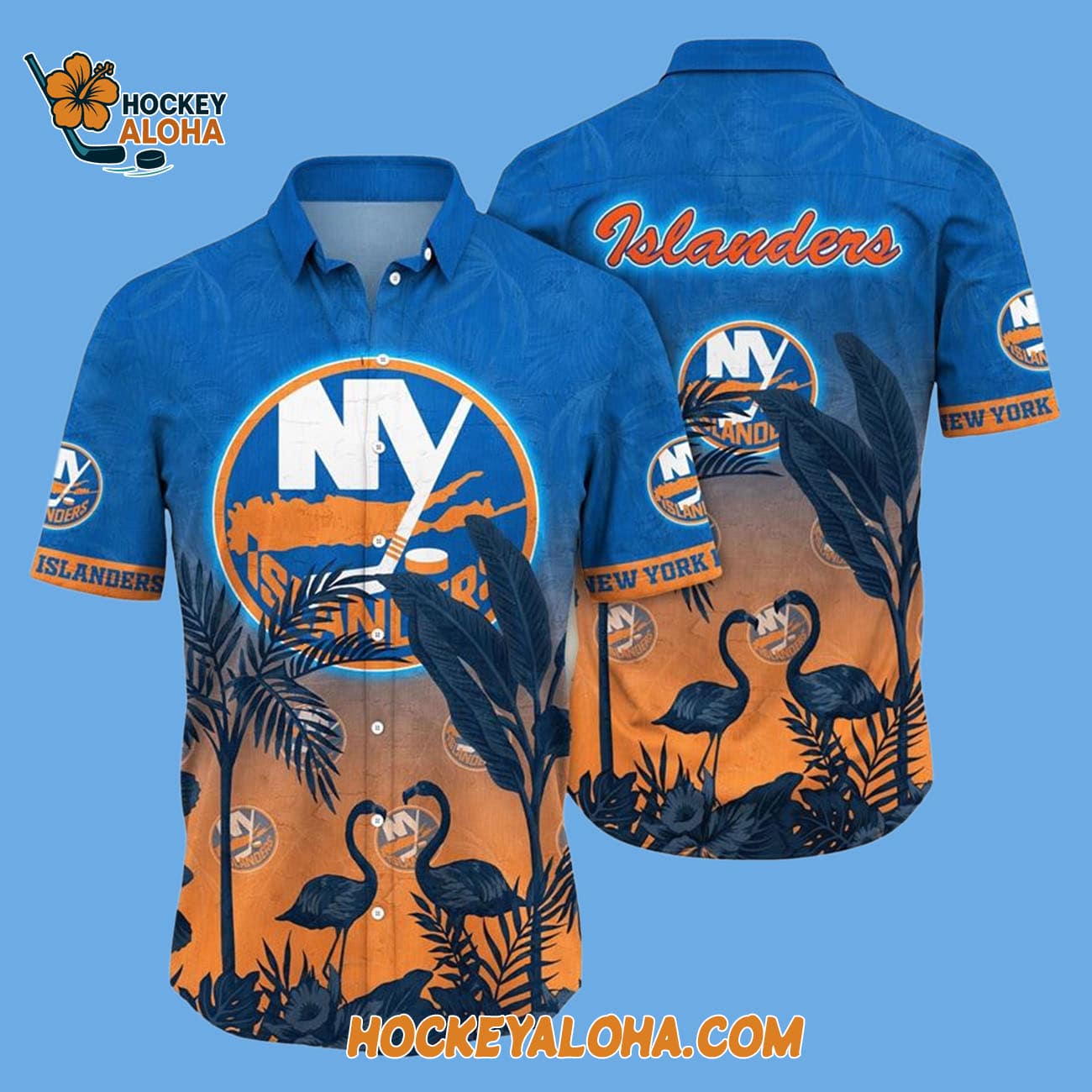 New York Islanders Tropical Flamingo Pattern Summer Hawaiian Shirt New York Islanders Tropical Flamingo Pattern Summer Hawaiian Shirt
