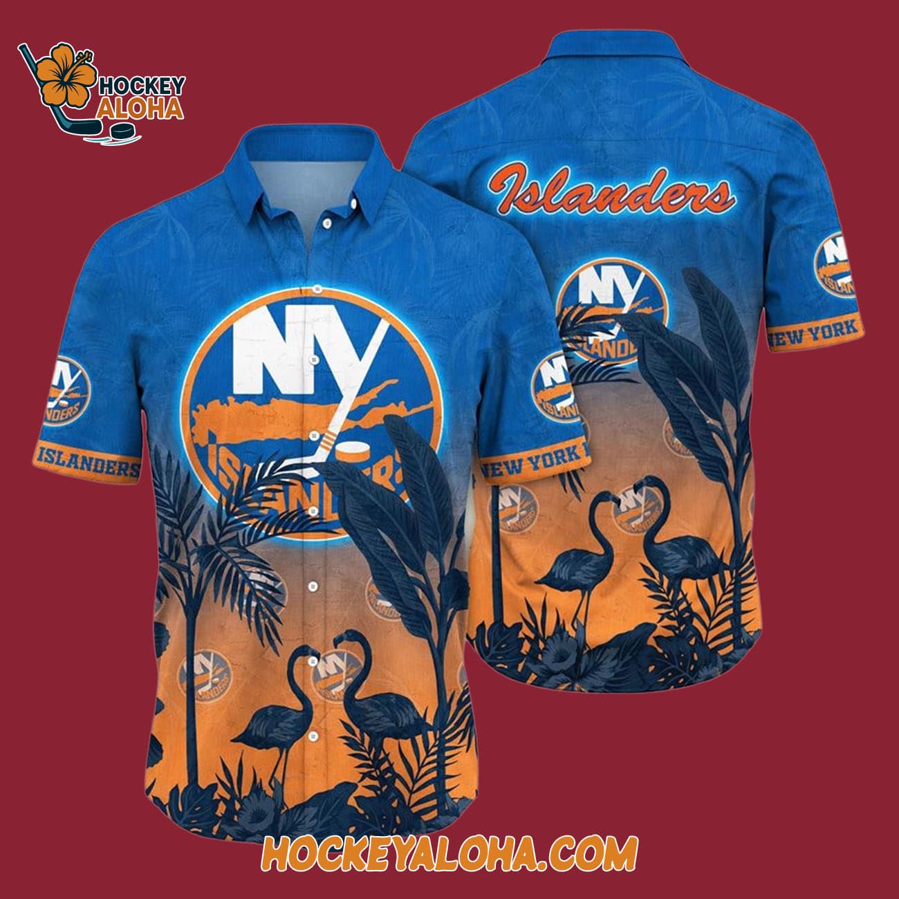 New York Islanders Tropical Flamingo Pattern Summer Hawaiian Shirt New York Islanders Tropical Flamingo Pattern Summer Hawaiian Shirt