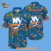 New York Islanders Tropical Leaf Pattern Summer Hawaiian Shirt 2