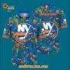 New York Islanders Tropical Leaf Pattern Summer Hawaiian Shirt 3