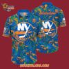 New York Islanders Tropical Leaf Pattern Summer Hawaiian Shirt 4