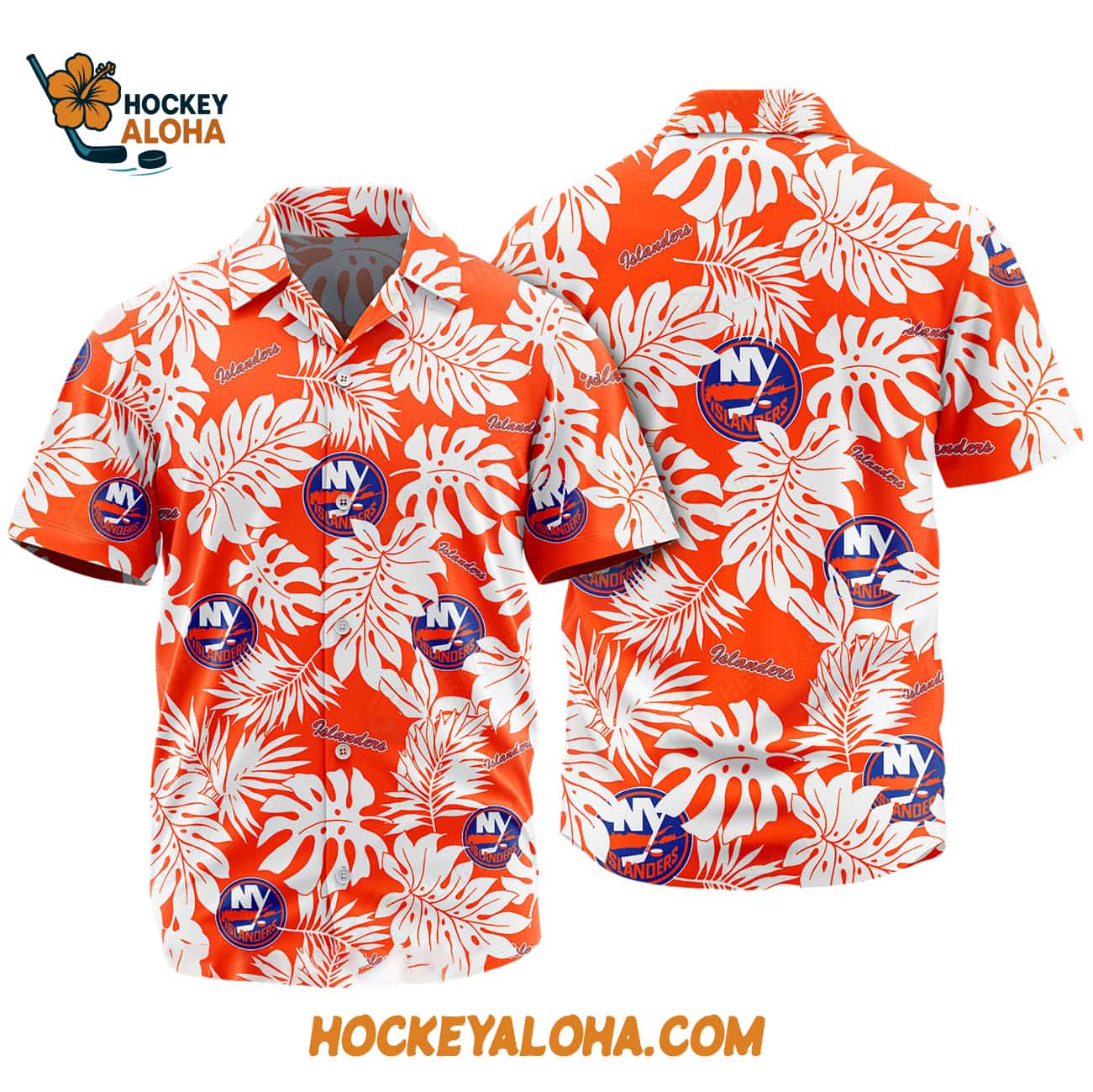 New York Islanders Tropical Leafs Design Hawaiian Shirt New York Islanders Tropical Leafs Design Hawaiian Shirt