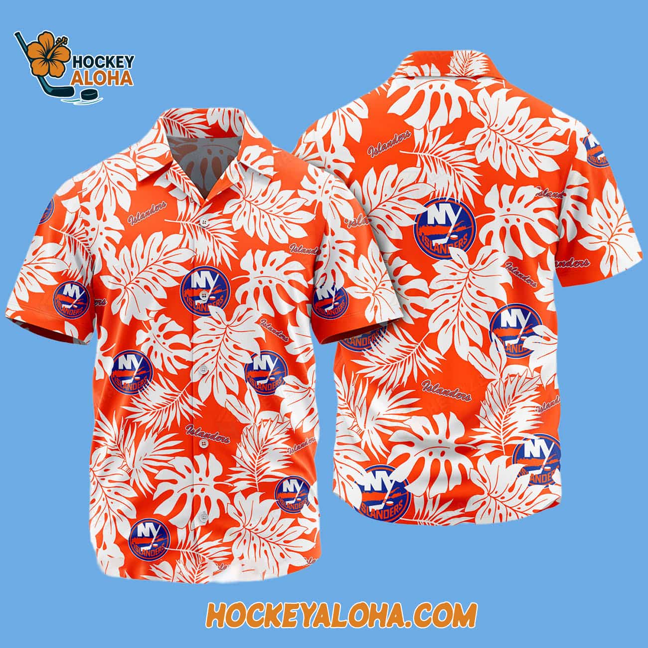 New York Islanders Tropical Leafs Design Hawaiian Shirt New York Islanders Tropical Leafs Design Hawaiian Shirt