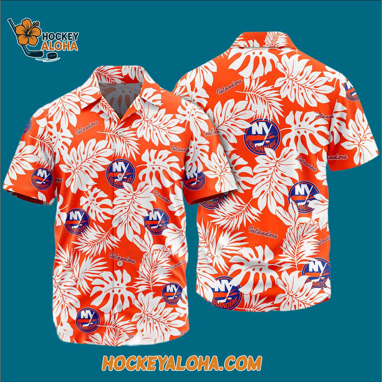 New York Islanders Tropical Leafs Design Hawaiian Shirt New York Islanders Tropical Leafs Design Hawaiian Shirt