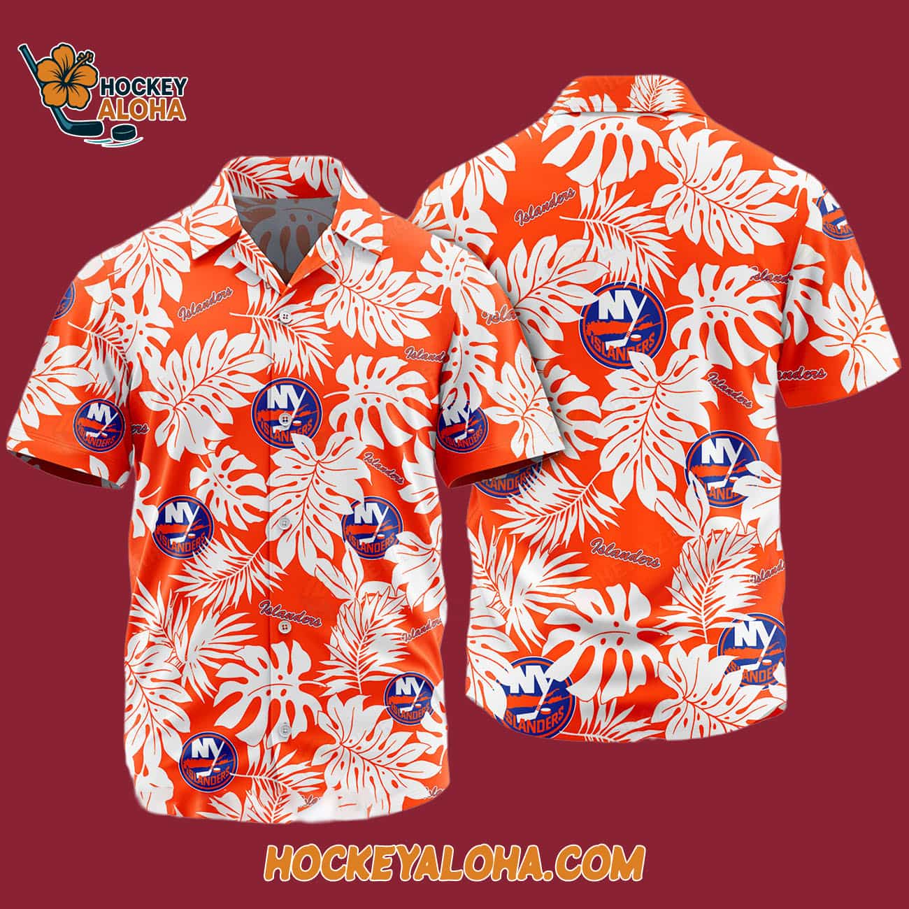 New York Islanders Tropical Leafs Design Hawaiian Shirt New York Islanders Tropical Leafs Design Hawaiian Shirt