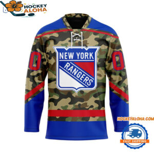 New York Rangers Camo Veterans Custom Hockey Jersey 1
