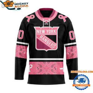 New York Rangers In October We Wear Pink Breast Cancer Design Hockey Jersey 1