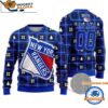 New York Rangers Snow Tree Christmas Ugly Sweater Custom Name And Custom Number