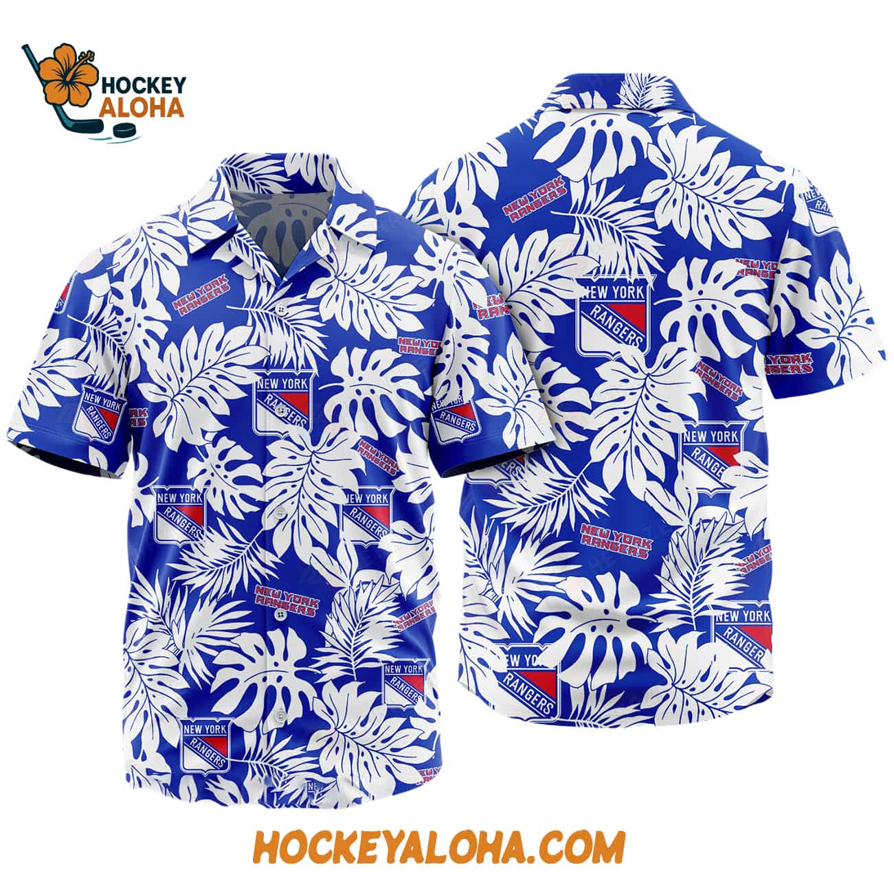 New York Rangers Tropical Leafs Design Hawaiian Shirt New York Rangers Tropical Leafs Design Hawaiian Shirt