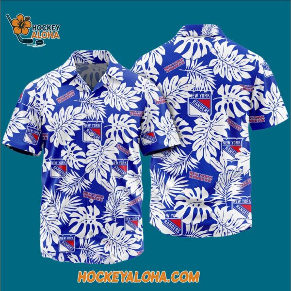 New York Rangers Tropical Leafs Design Hawaiian Shirt 3