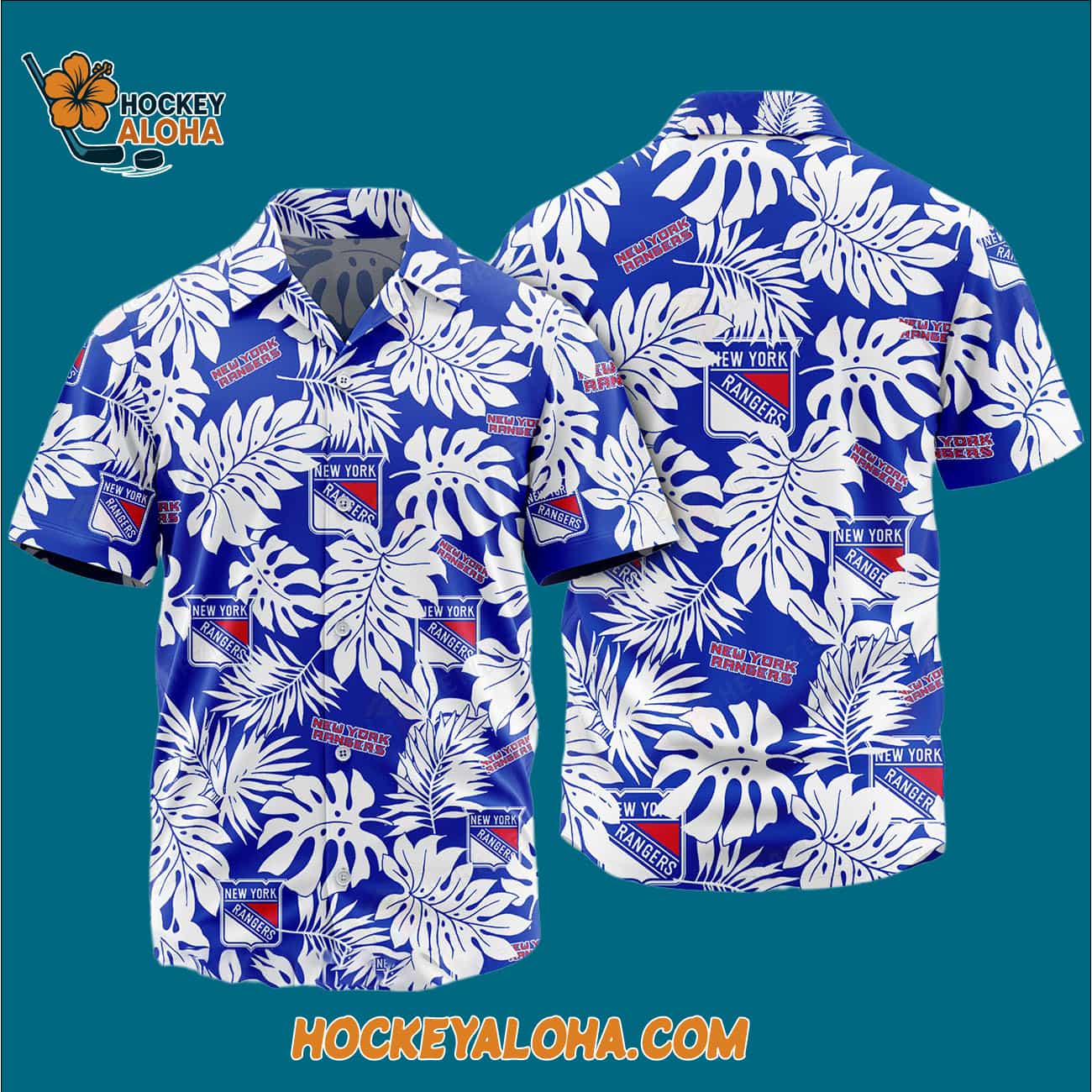 New York Rangers Tropical Leafs Design Hawaiian Shirt New York Rangers Tropical Leafs Design Hawaiian Shirt