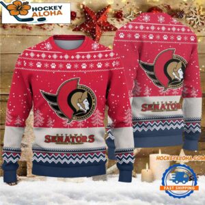 Ottawa Senators Hockey Team Design New Christmas Ugly Sweater