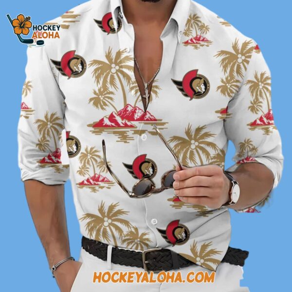 Ottawa Senators Special Hockey Long Sleeve Hawaiian Button Shirt 2