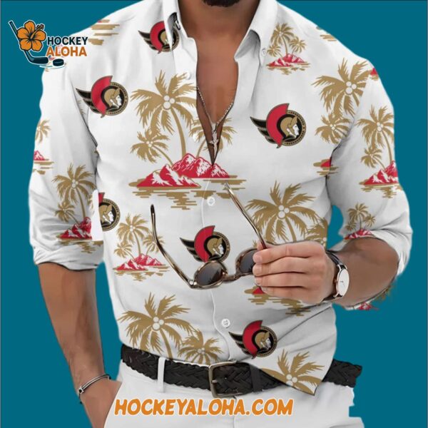 Ottawa Senators Special Hockey Long Sleeve Hawaiian Button Shirt 3