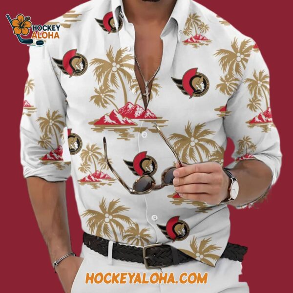 Ottawa Senators Special Hockey Long Sleeve Hawaiian Button Shirt 4