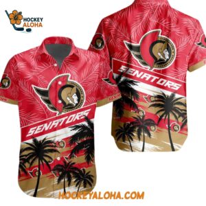 Ottawa Senators Special Palm Tree Hawaiian Button Shirt 1