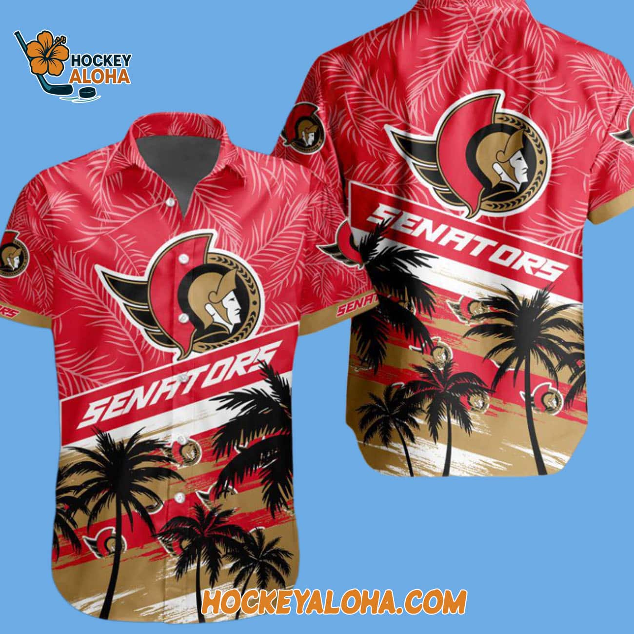 Ottawa Senators Special Palm Tree Hawaiian Button Shirt Ottawa Senators Special Palm Tree Hawaiian Button Shirt