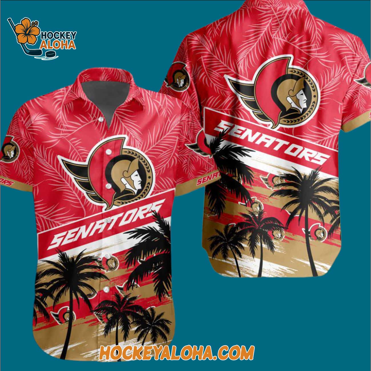 Ottawa Senators Special Palm Tree Hawaiian Button Shirt Ottawa Senators Special Palm Tree Hawaiian Button Shirt