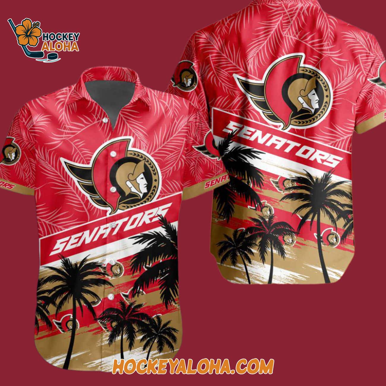 Ottawa Senators Special Palm Tree Hawaiian Button Shirt Ottawa Senators Special Palm Tree Hawaiian Button Shirt