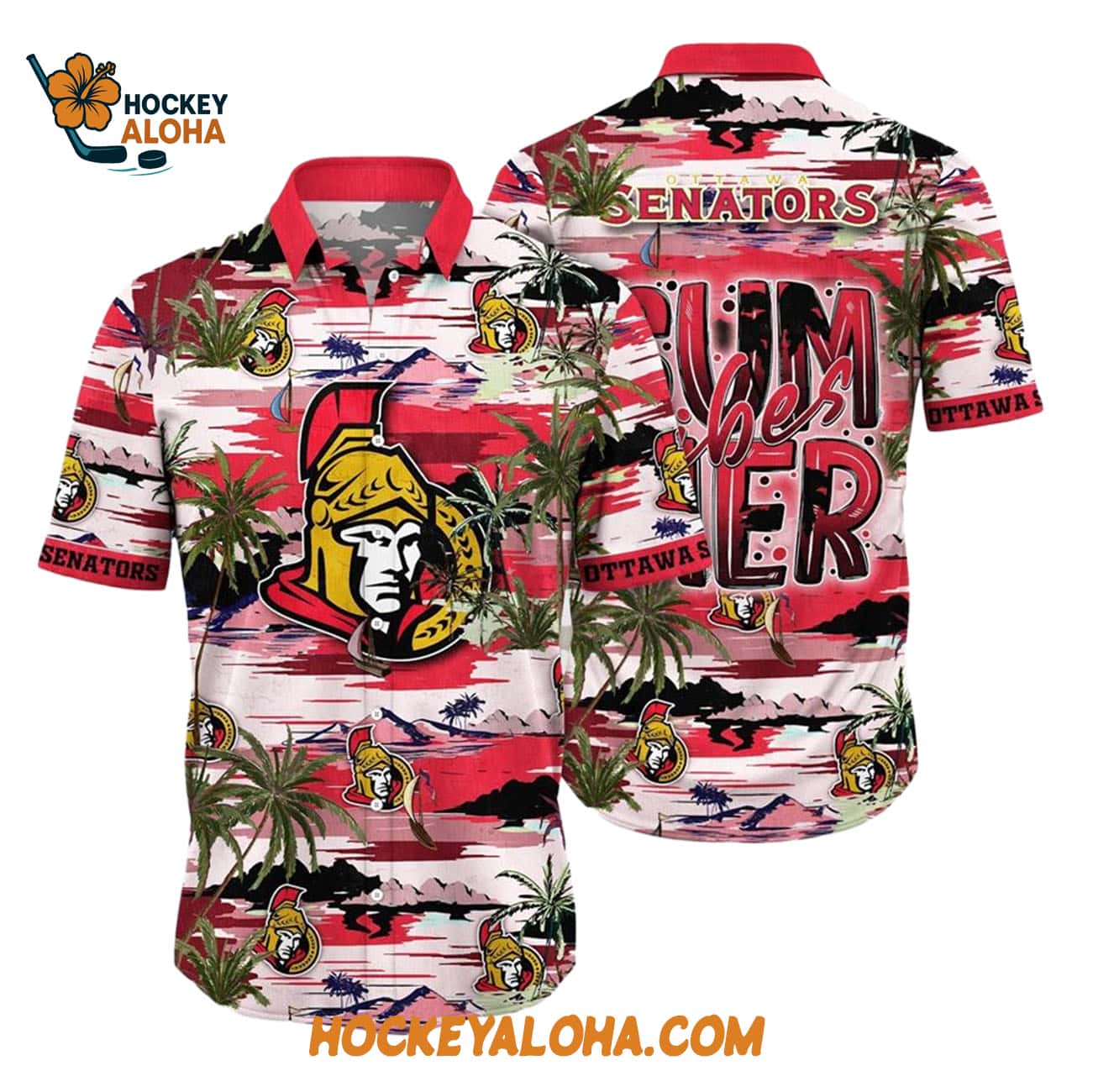 Ottawa Senators Tropical Desert Island Motif Summer Hawaiian Shirt Ottawa Senators Tropical Desert Island Motif Summer Hawaiian Shirt