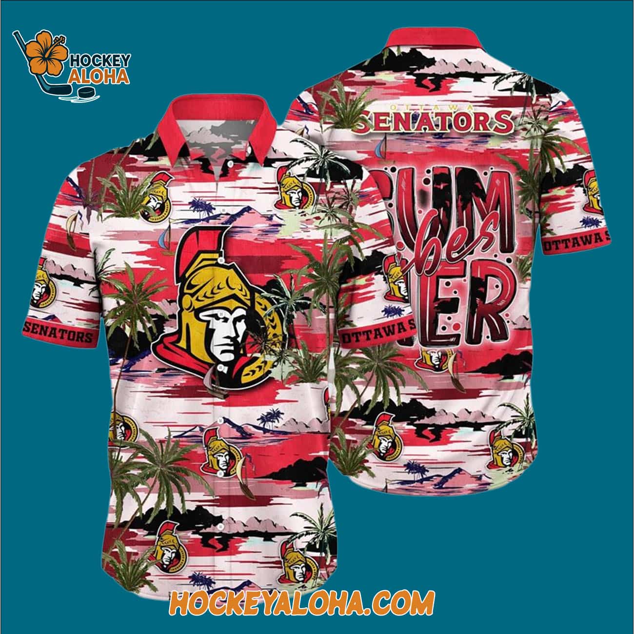 Ottawa Senators Tropical Desert Island Motif Summer Hawaiian Shirt Ottawa Senators Tropical Desert Island Motif Summer Hawaiian Shirt