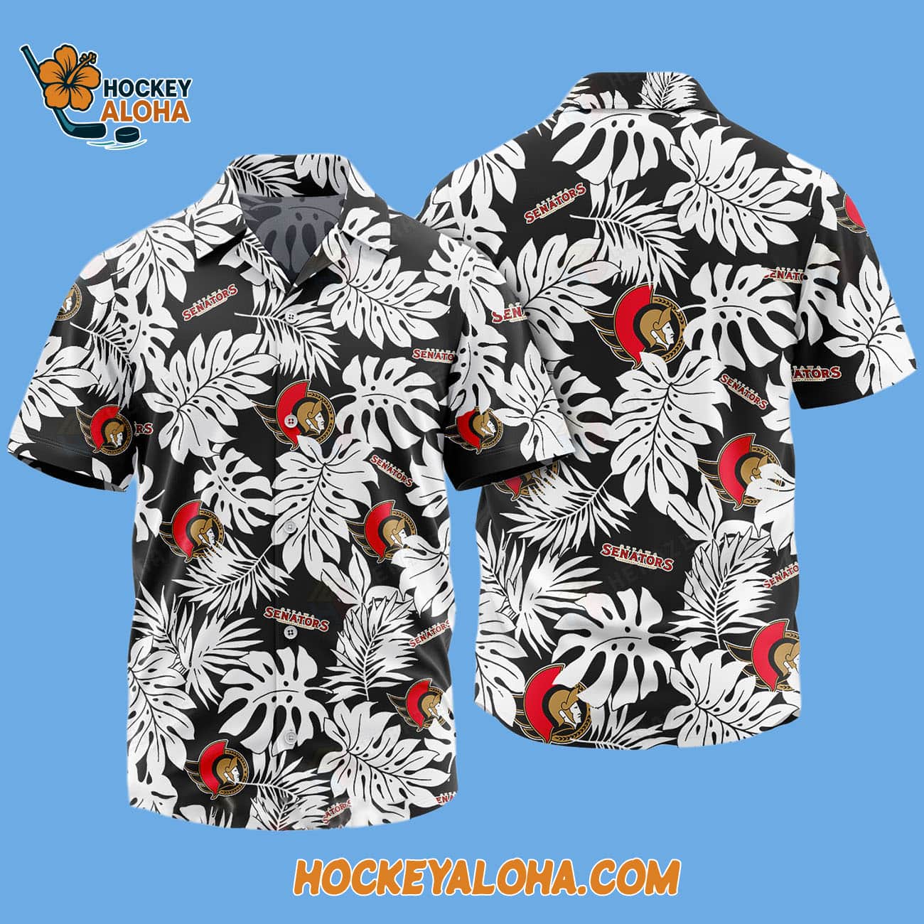Ottawa Senators Tropical Leafs Design Hawaiian Shirt Ottawa Senators Tropical Leafs Design Hawaiian Shirt