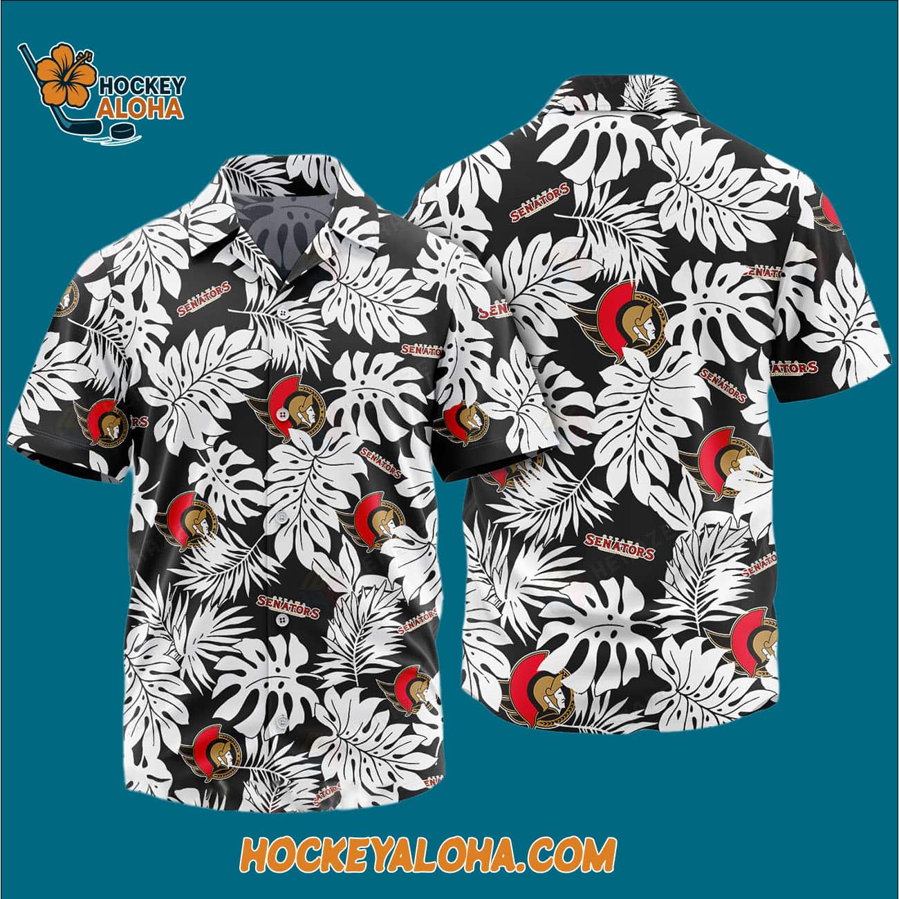Ottawa Senators Tropical Leafs Design Hawaiian Shirt Ottawa Senators Tropical Leafs Design Hawaiian Shirt