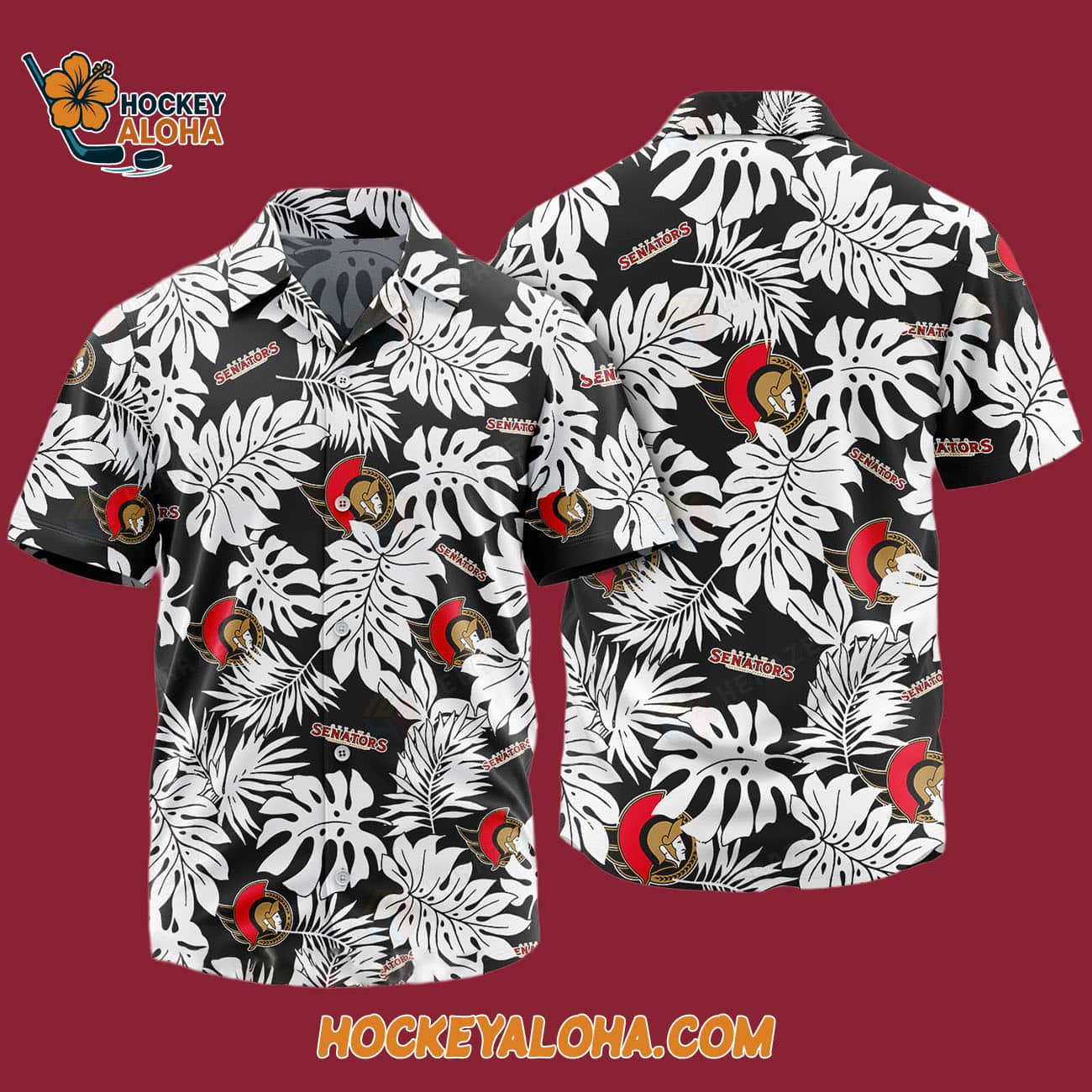 Ottawa Senators Tropical Leafs Design Hawaiian Shirt Ottawa Senators Tropical Leafs Design Hawaiian Shirt