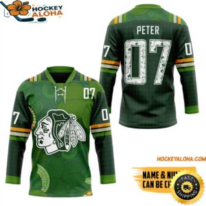 Personalized Chicago Blackhawks Hockey Jersey 2025 St Patrick Days Hockey Jersey