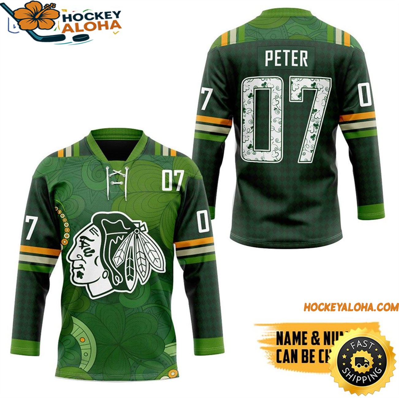Personalized Chicago Blackhawks Hockey Jersey-2025 St Patrick Days Hockey Jersey Personalized Chicago Blackhawks Hockey Jersey-2025 St Patrick Days Hockey Jersey