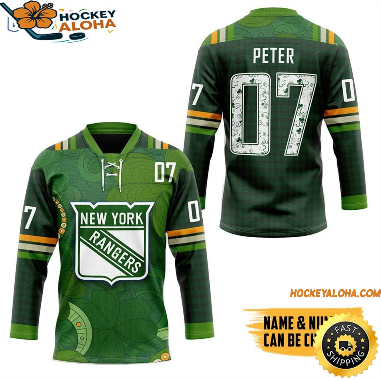 Personalized New York Rangers Hockey Jersey-2025 St Patrick Days Hockey Jersey Personalized New York Rangers Hockey Jersey-2025 St Patrick Days Hockey Jersey