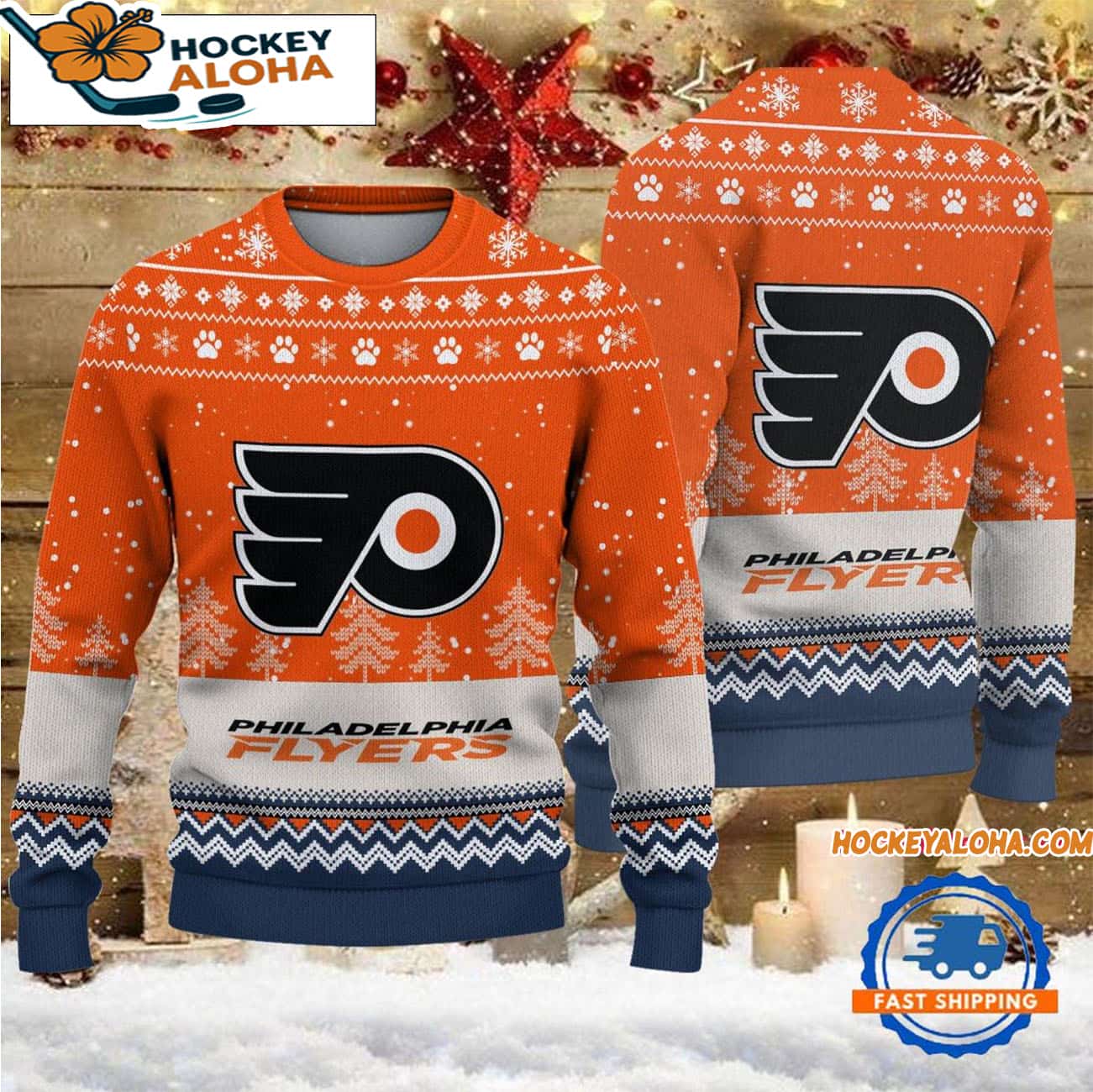 Philadelphia Flyers Hockey Team Design New Christmas Ugly Sweater Philadelphia Flyers Hockey Team Design New Christmas Ugly Sweater