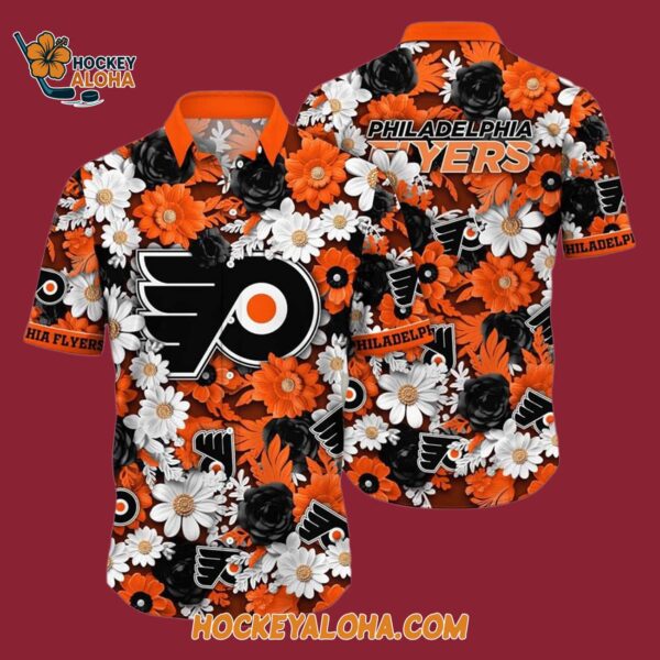 Philadelphia Flyers Tropical Begonia Flower Pattern Summer Hawaiian Shirt 4