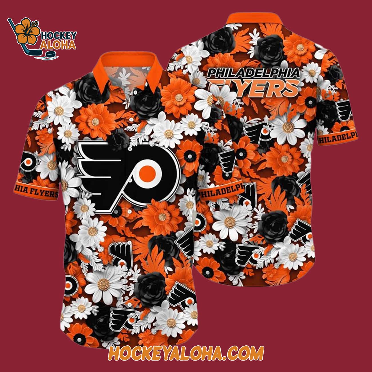 Philadelphia Flyers Tropical Begonia Flower Pattern Summer Hawaiian Shirt Philadelphia Flyers Tropical Begonia Flower Pattern Summer Hawaiian Shirt
