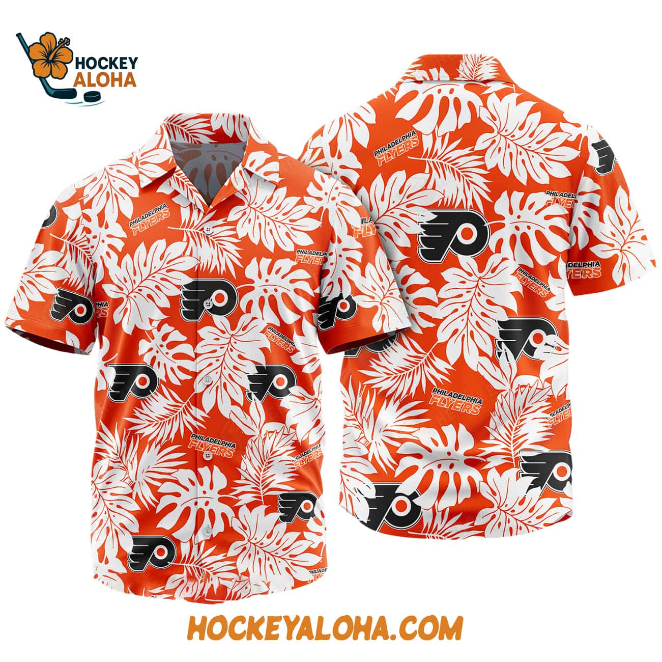 Philadelphia Flyers Tropical Leafs Design Hawaiian Shirt Philadelphia Flyers Tropical Leafs Design Hawaiian Shirt