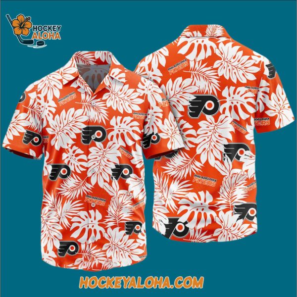 Philadelphia Flyers Tropical Leafs Design Hawaiian Shirt 3