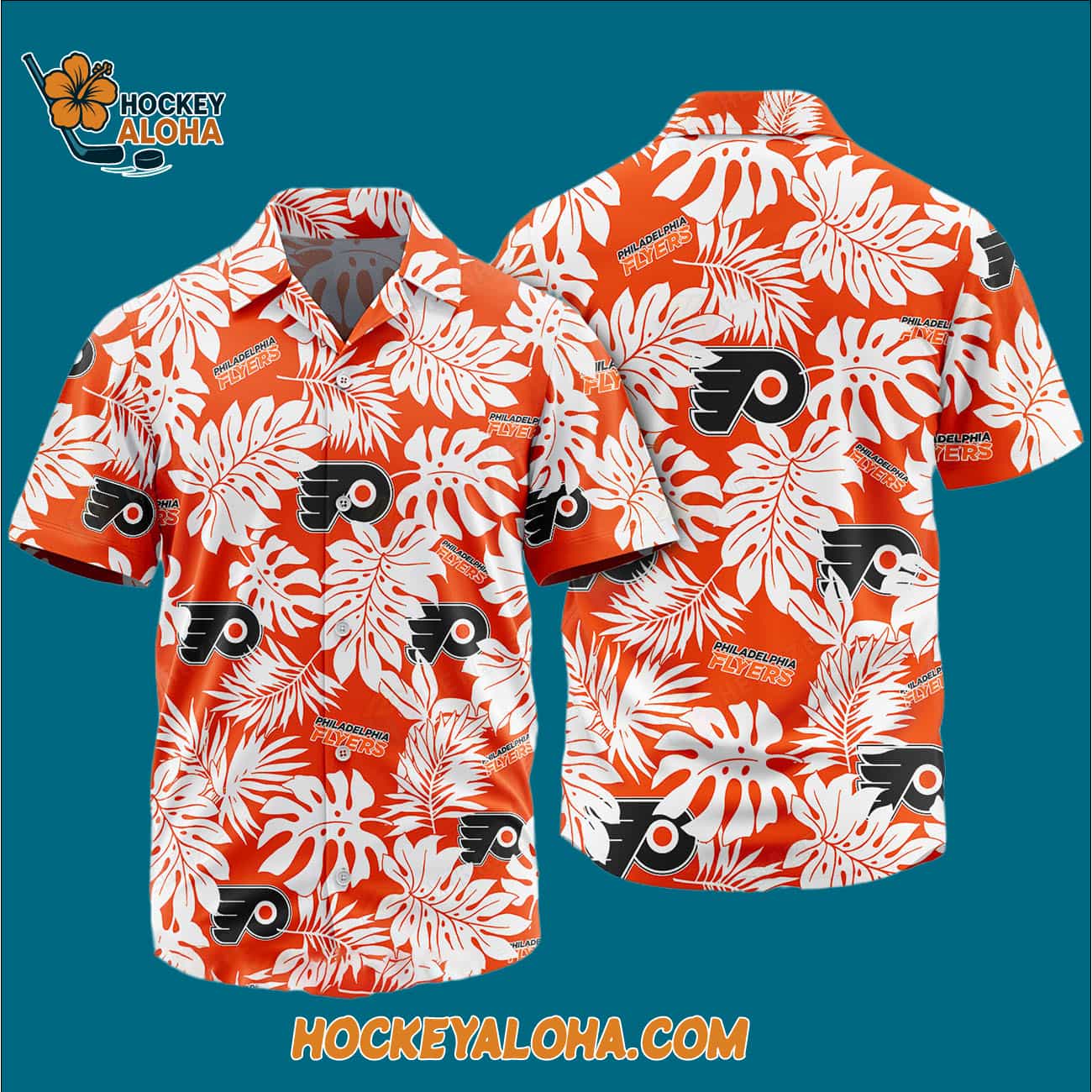Philadelphia Flyers Tropical Leafs Design Hawaiian Shirt Philadelphia Flyers Tropical Leafs Design Hawaiian Shirt