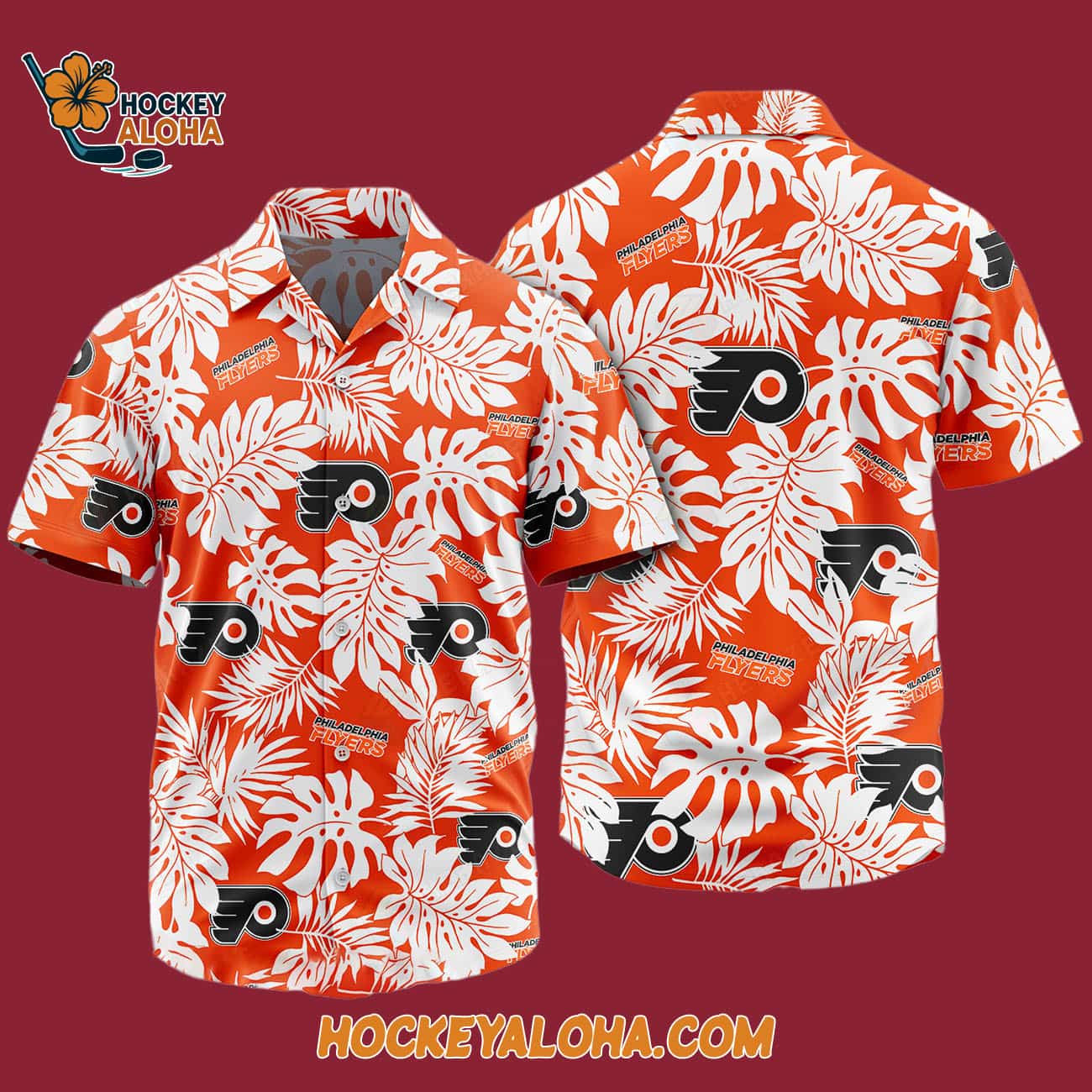 Philadelphia Flyers Tropical Leafs Design Hawaiian Shirt Philadelphia Flyers Tropical Leafs Design Hawaiian Shirt