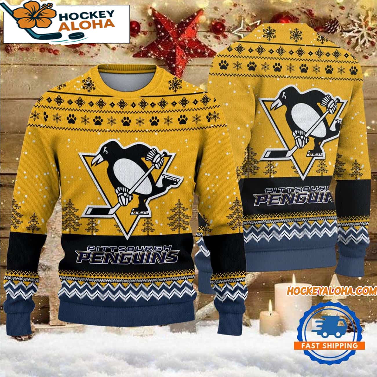 Pittsburgh Penguins Hockey Team Design New Christmas Ugly Sweater Pittsburgh Penguins Hockey Team Design New Christmas Ugly Sweater