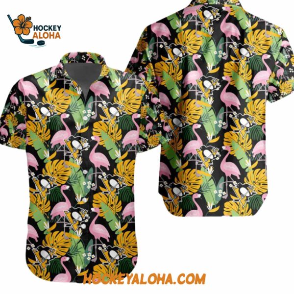 Pittsburgh Penguins Special Flamingo Hawaiian Button Shirt 1