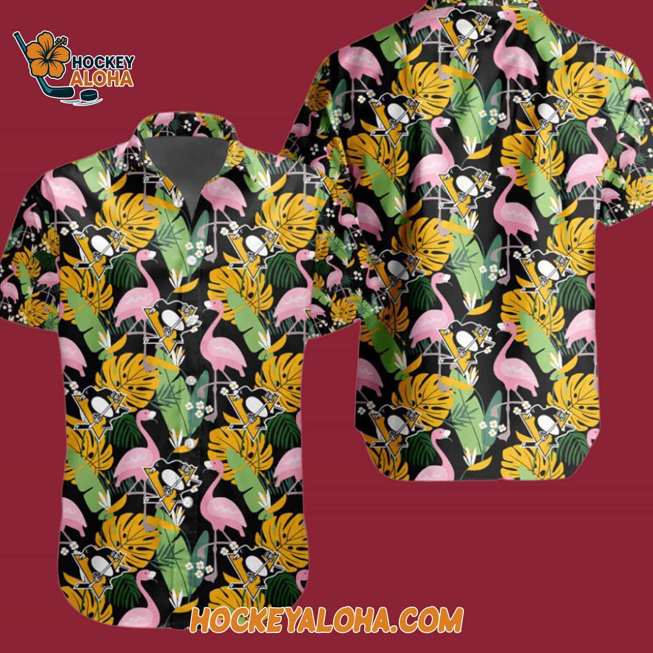 Pittsburgh Penguins Special Flamingo Hawaiian Button Shirt Pittsburgh Penguins Special Flamingo Hawaiian Button Shirt