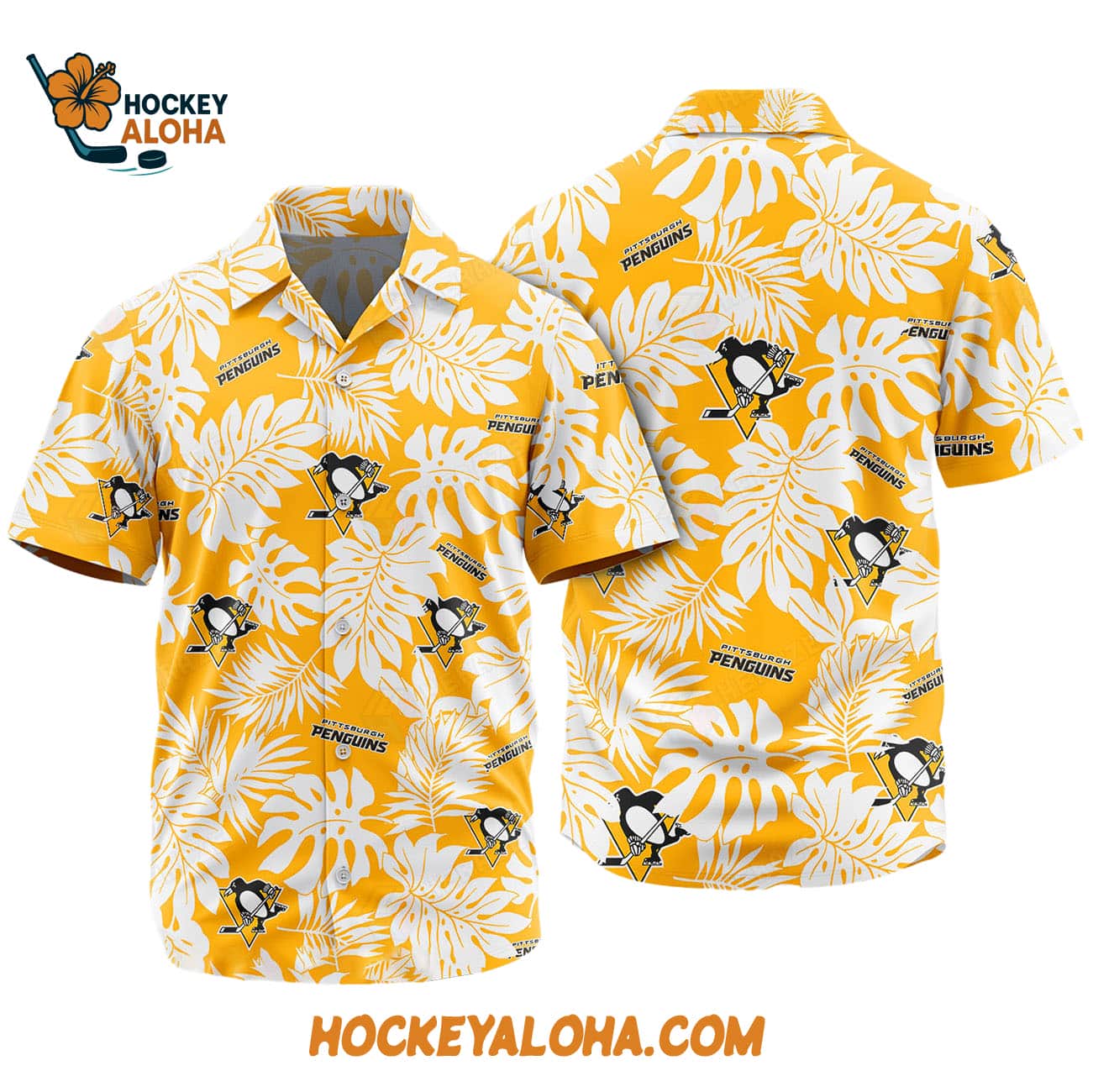 Pittsburgh Penguins Tropical Leafs Design Hawaiian Shirt Pittsburgh Penguins Tropical Leafs Design Hawaiian Shirt