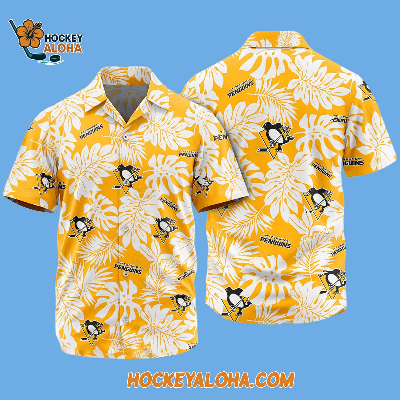 Pittsburgh Penguins Tropical Leafs Design Hawaiian Shirt Pittsburgh Penguins Tropical Leafs Design Hawaiian Shirt