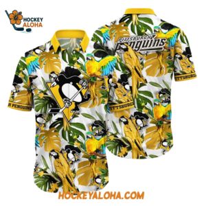 Pittsburgh Penguins Tropical Parrot Pattern Summer Hawaiian Shirt 1