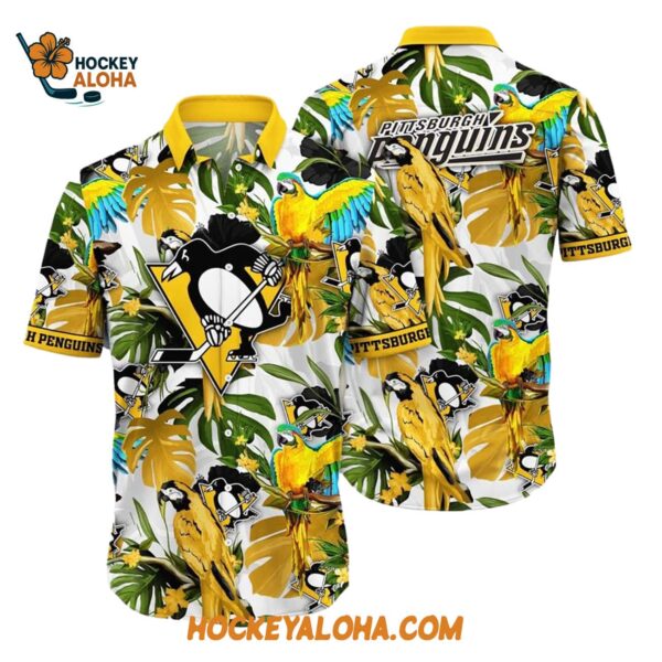 Pittsburgh Penguins Tropical Parrot Pattern Summer Hawaiian Shirt 1